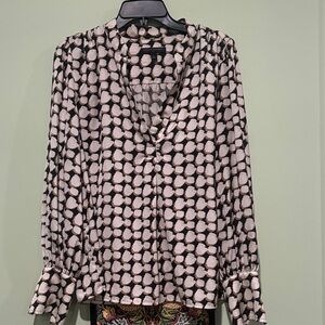 Banana Republic Black and Cream Patterned Blouse